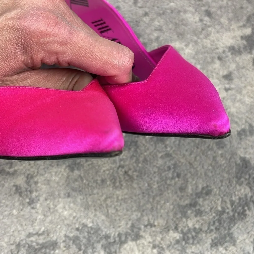 New The Attico Perine Satin Pumps Pointed Toe Fuchsia Pink Sz 36.5